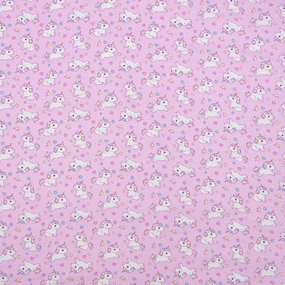 Ткань на отрез фланель 90 см 9808/4 Единорожки цвет розовый фото