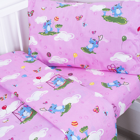 Постельное белье в детскую кроватку из бязи 315/2 Слоники с шариками розовый ГОСТ фото