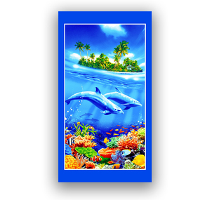 Полотенце вафельное пляжное 326/1 Дельфины 70/150 см фото