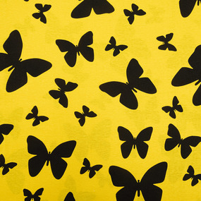 Ткань на отрез кулирка Бабочки на желтом фото