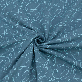 Ткань на отрез кулирка 1393-V1 Линии цвет серо-синий фото