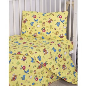 Постельное белье в детскую кроватку Зоопарк желтый бязь ГОСТ фото