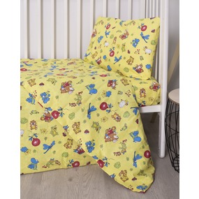 Постельное белье в детскую кроватку Зоопарк желтый бязь ГОСТ фото