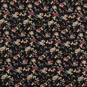 Ткань на отрез штапель 150 см 1006-1 Цветы на черном фото