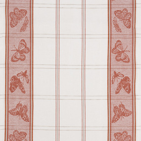 Ткань на отрез полулен полотенечный 50 см Жаккард 17с-12 Бабочки цвет красный фото