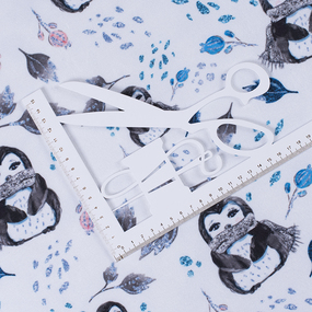 Ткань на отрез микрофлис Пингвины 16171 фото