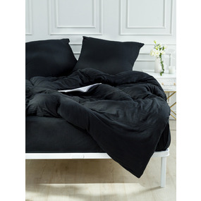 Постельное белье VT из микрофибры цвет черный 2-х сп с евро простыней с наволочками 70/70 фото