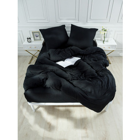 Постельное белье VT из микрофибры цвет черный 2-х сп с евро простыней с наволочками 70/70 фото