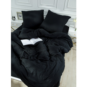 Постельное белье VT из микрофибры цвет черный 2-х сп с евро простыней с наволочками 70/70 фото