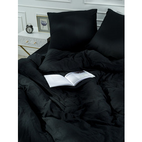 Постельное белье VT из микрофибры цвет черный 2-х сп с евро простыней с наволочками 70/70 фото