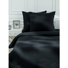 Постельное белье VT из микрофибры цвет черный 2-х сп с евро простыней с наволочками 70/70 фото