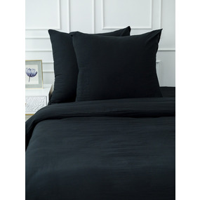Постельное белье VT из микрофибры цвет черный 2-х сп с евро простыней с наволочками 70/70 фото