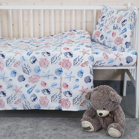 Постельное белье в детскую кроватку из бязи 8123 Ракушки фото