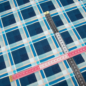 Ткань на отрез кулирка R6301-V1 Клетка цвет бирюзовый фото