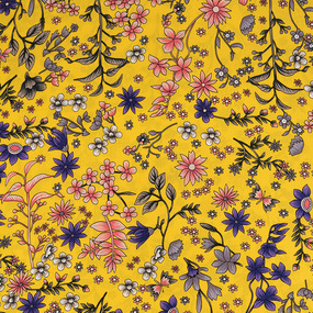 Ткань на отрез штапель 150 см 2810-3 Цветы на желтом фото