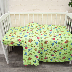 Постельное белье в детскую кроватку из бязи ГОСТ 383/2 Зоопарк цвет зеленый фото