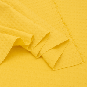 Ткань на отрез вафельное полотно гладкокрашенное 150 см 240 гр/м2 7х7 мм цвет 088 цвет желтый фото