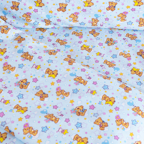 Постельное белье в детскую кроватку из перкаля 5325/1 Мишка на луне с простыней на резинке фото