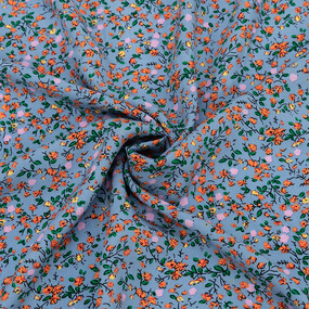 Ткань на отрез штапель 150 см №1812 Маленькие цветы на голубом фото