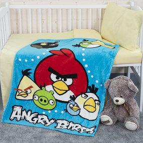 Плед детский велсофт Angry Birds 95/100 фото