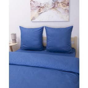 Постельное белье из полисатина жаккард 18-3928 синий 2-х сп с евро простыней фото