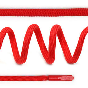 Шнурки круглые полиэфир 4 мм цв. красный F148 арт.TBY 7290-0036, длина 130 см уп. 2 шт фото