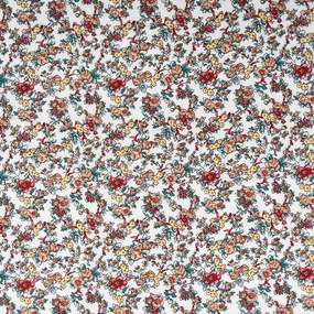 Ткань на отрез штапель 150 см 1006-4 Цветы на белом фото