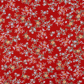 Ткань на отрез штапель 150 см 2308-1 Цветы на красном фото