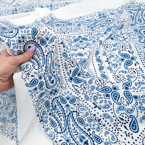 Ткань на отрез cитец платочный 95 см 9991-1 Пейсли цвет синий фото