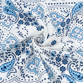 Ткань на отрез cитец платочный 95 см 9991-1 Пейсли цвет синий фото