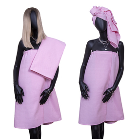 Набор для сауны вафельный Премиум женский 2 предмета (килт шир.резинкой+полотенце) цвет 706 розовый фото