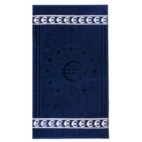 Полотенце велюровое Европа 50/90 см цвет синий с евро фото