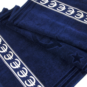 Полотенце велюровое Европа 50/90 см цвет синий с евро фото
