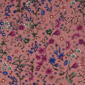 Ткань на отрез штапель 150 см 2810-4 Цветы на пепельно-розовом фото