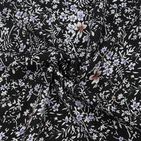 Ткань на отрез штапель 150 см Цветочная ночь цвет черный фото
