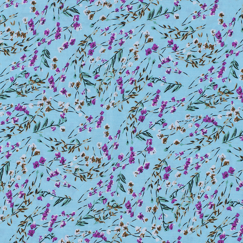 Ткань на отрез штапель 145 см 20035 Цветочный блюз цвет голубой фото 3