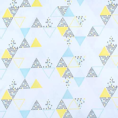 Ткань на отрез интерлок пенье Большие треугольники голубой 5708-17 фото 1
