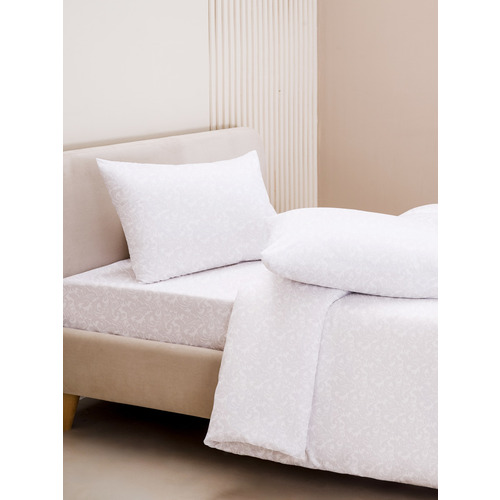 Постельное жаккард Белый 2-х сп с евро простыней с наволочками 50/70 фото 9