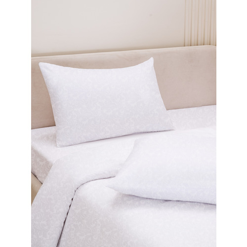 Постельное жаккард Белый 2-х сп с евро простыней с наволочками 50/70 фото 5