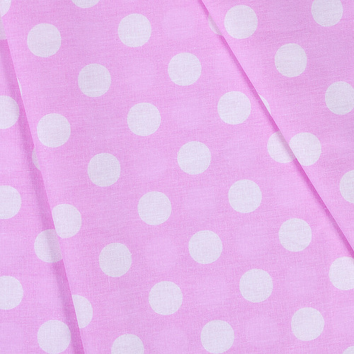 Ткань на отрез бязь плательная 150 см 1422/20 розовый фон белый горох фото 1