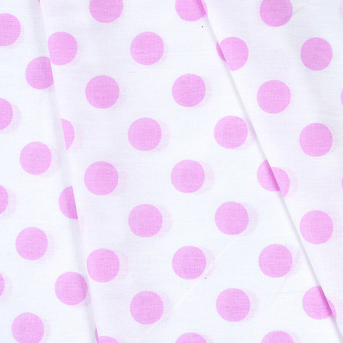 Ткань на отрез бязь плательная 150 см 1422/20А белый фон розовый горох фото 1