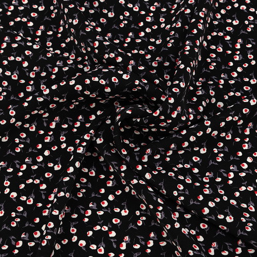 Ткань на отрез Прадо Цветы на черном фото 1