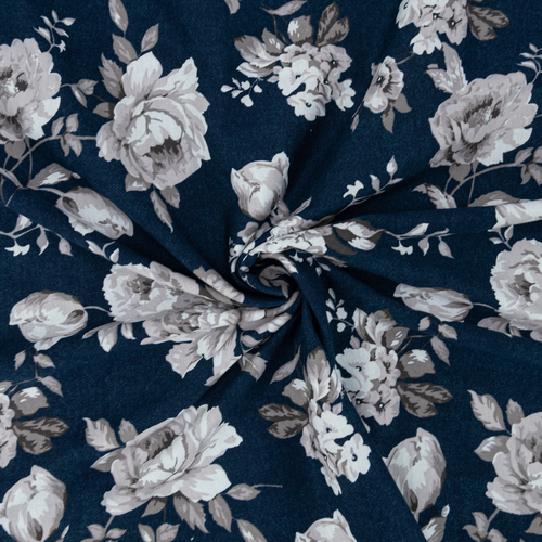 Ткань на отрез кулирка R6059-V1 Розалия цвет синий фото 2