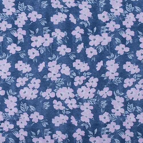 Ткань на отрез кулирка R5051-V3 Розовые цветы на синем фото 1