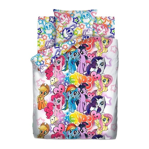 Детское постельное белье из хлопка 1.5 сп My Little Pony Neon (70х70) рис. 16027-1/16028-1 Граффити фото 1