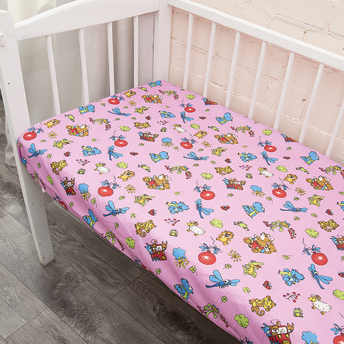 Постельное белье в детскую кроватку из бязи ГОСТ 383/3 Зоопарк цвет розовый фото 3