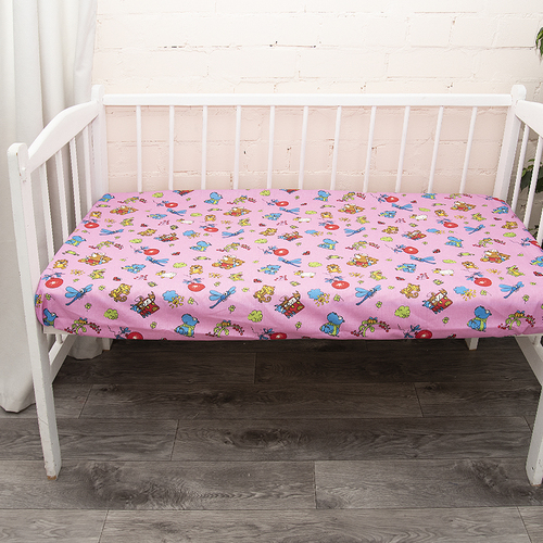 Постельное белье в детскую кроватку из бязи ГОСТ 383/3 Зоопарк цвет розовый фото 4