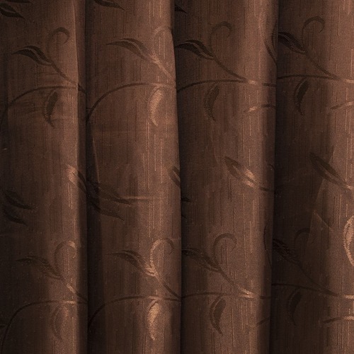 Портьерная ткань 150 см на отрез 9 цвет шоколад ветка-лист фото 1