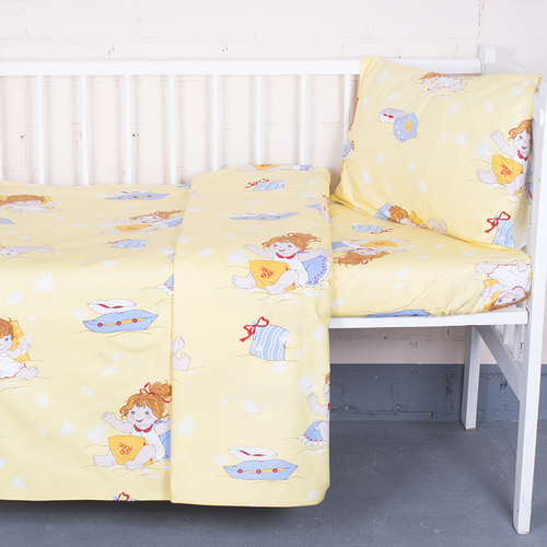 Постельное белье в детскую кроватку из бязи ГОСТ 92611 с простыней на резинке фото 1