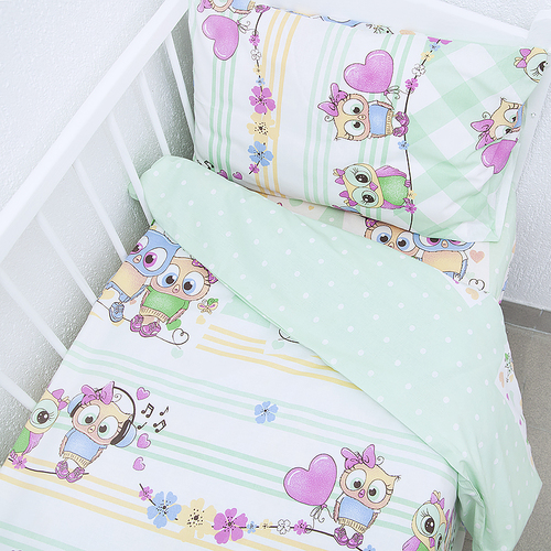 Постельное белье в детскую кроватку из бязи ГОСТ 90121 с простыней на резинке фото 1